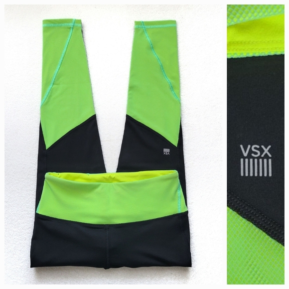 Victoria's Secret Pants - Knockout VSX Tight Lime Green & Black Sport Leggings EUC Small/SHORT